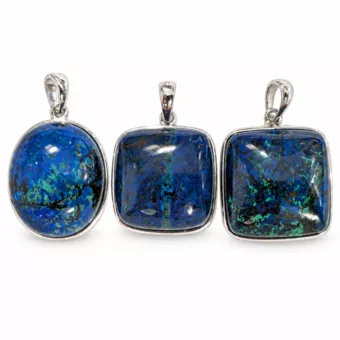 Pendente Prata 925 Azurite Malaquita AAA 3 peças 15,32g
