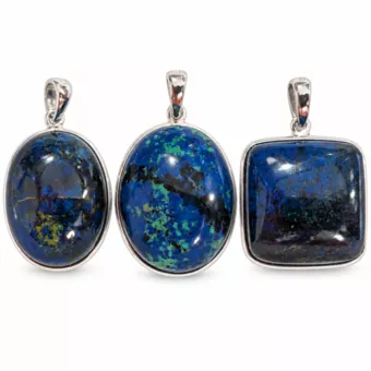 Pendente de Prata 925 Azurite Malachite AAA 3 peças 15,36g