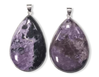 Pingente de Prata 925 Charoite AA 2 peças 24.23g