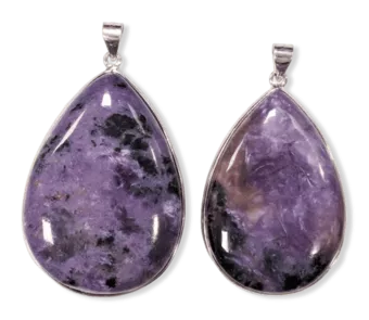 Pingente de Prata 925 Charoite AA 2 peças 23.83g