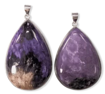Pingente de Prata 925 Charoite AA 2 peças 23.47g