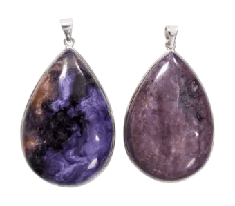 Pingente de Prata 925 Charoite AA 2 peças 24,37g