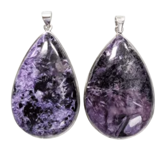 Pingente de Prata 925 Charoite AA 2 peças 22,86g