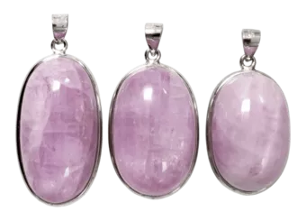 Pingente de Prata 925 Kunzite AA+ 3 peças 24,19g