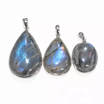 Pendente Prata 925 Labradorita AAA 3 peças 17,03g