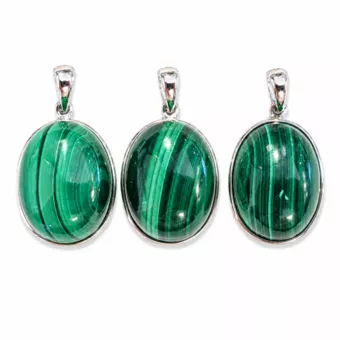 Pendente Prata 925 Malachite AAA 3 peças 11,13g