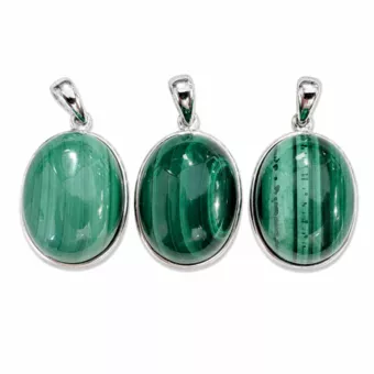 Pingente Prata 925 Malacchite AAA 3 peças 11,89g