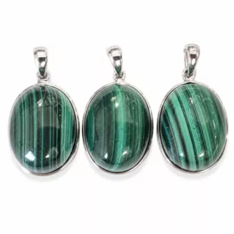 Pingente Prata 925 Malacite AAA 3 peças 11,8g