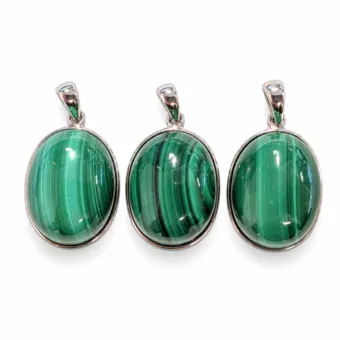 Pingente Prata 925 Malachite AAA 3 peças 11,89g