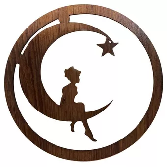 Placa magnética de madeira com lua e estrela, 18 cm, para HMD999