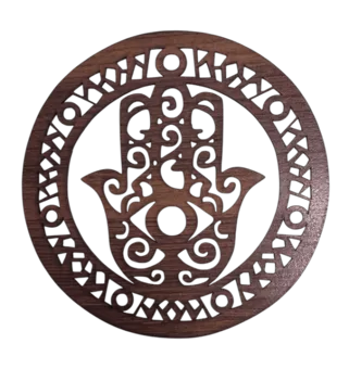 Placa magnética de madeira com a Mão de Fátima, 18 cm, por HMD999