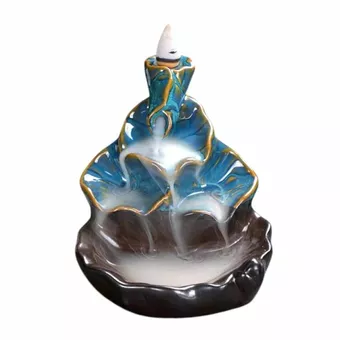 Suporte para incenso em cerâmica Cascade Blue Lotus Leaves 10cm