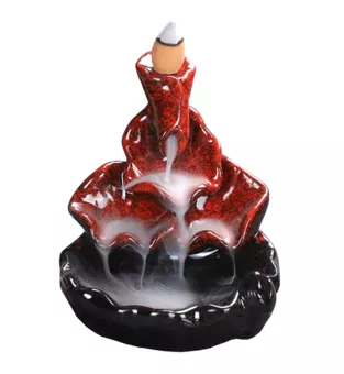 Suporte para incenso em cerâmica Cascade Red Lotus Leaves 10cm