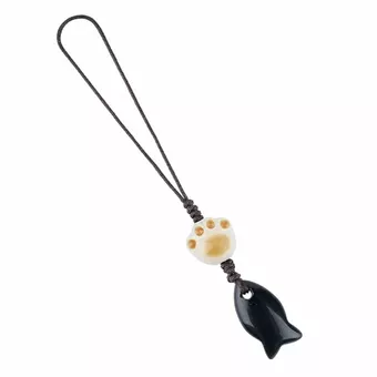 Pingentes de peixe de obsidiana negra para bolsas (3 unidades)