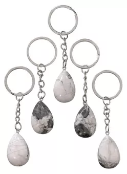 Porta-chaves Gotas de Howlite 30mm x 5