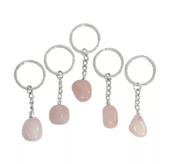 Chaveiros de quartzo rosa 30 mm x5