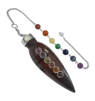 Pêndulo de gota de jacarandá com 7 chakras, 6,5 cm