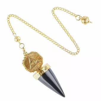 Pêndulo de Adivinhação em Obsidiana Negra – Olho Dourado da Providência