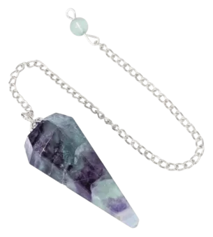 Pêndulo Multicolorido de Fluorite Cónica 6 faces