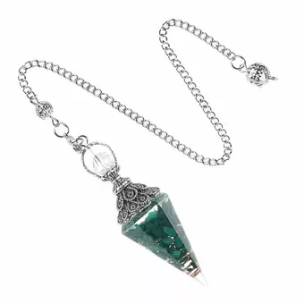 Pêndulo de orgonite de malaquita de 6 lados