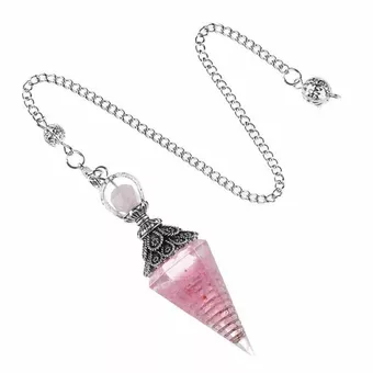 Pêndulo Orgonite Quartzo Rosa 6 faces