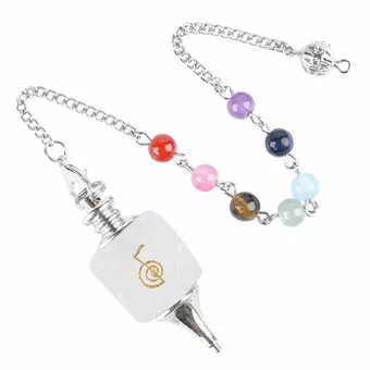 Pêndulo Hexagolal de Cristal de Rocha Reiki ChoKu Rei 7 Chakras