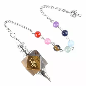 Olho de Tigre Reiki ChoKu Rei 7 Chakras Pêndulo Hexagolal