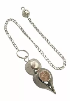 Pêndulo com ponta de metal prateado Pentáculo