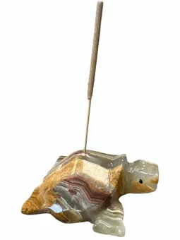 Suporte para incenso em pedra ônix tartaruga 6cm