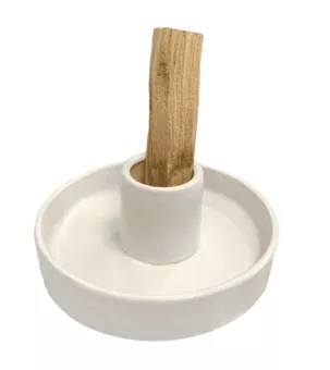 Suporte de Incenso para Palo Santo em Cerâmica Branca 10.50cm