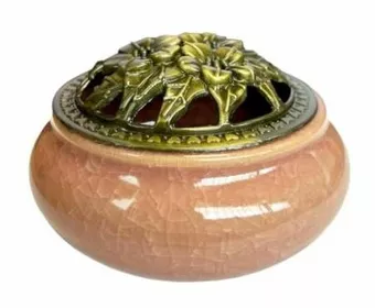 Porta-incenso de cerâmica pêssego 10cm