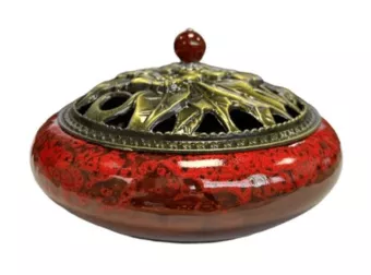 Porta-incenso de cerâmica vermelha 14cm