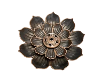 Porta-incenso de metal com flor de lótus 6 cm