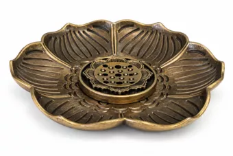 Porta-incenso de metal Lotus 8,5 cm