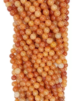Fio de Contas Redondas Aventurina Laranja A 8 mm