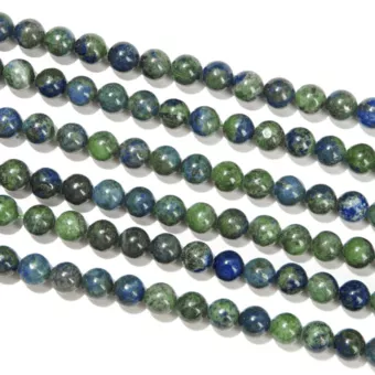 Fio de Contas Redondas de Azurite e Malaquite Estabilizada A 8 mm