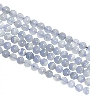 Fio de Contas Redondas de Calcedônia Azul Listrada A 8-9mm