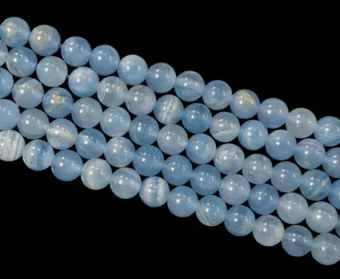 Contas AAA de calcita azul 8,5 mm em fio de 40 cm