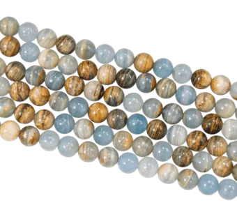Mistura de Calcita Azul AA 7-8mm em fio de 40cm