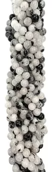 Cristal de rocha Turmalina A contas 6.5-7mm em fio 40cm