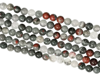 Fio de Contas Redondas de Jaspe Heliotrópio Bloodstone AB 6 mm