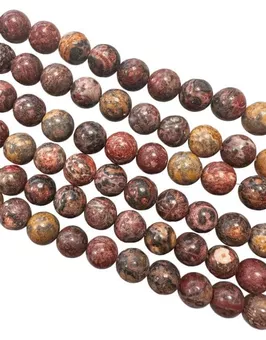 Fio de Contas Redondas de Jaspe Leopardo A 8mm