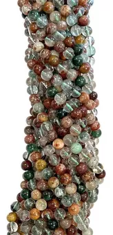 Cristal de rocha multicolorido Rutilo A 6mm em fio de 40cm