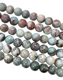 Larimar B contas redondas 5-6mm em arame 40cm