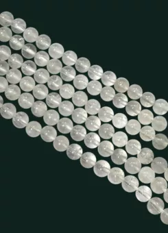 Contas de peristerita transparente de pedra da lua branca de 6 mm em fio de 40 cm