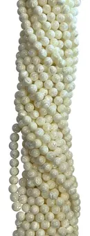 Fio de Contas Redondas de Madrepérola Branca A 8 mm