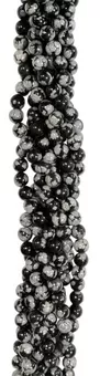 Fio de Contas Redondas de Obsidiana Floco de Neve A 8mm