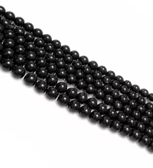 Fio de Contas Redondas de Obsidiana Negra A 10mm