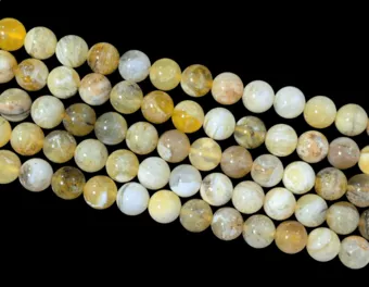 Fio de Contas Redondas de Opala Amarela A 10-11mm