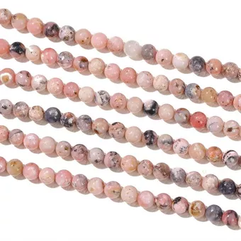 Contas de opala rosa 4mm em arame 40cm